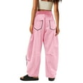 thumbnail image 3 of CFMDUC Womens Barrel Sweatpants Baggy Wide Leg Fall Palazzo Pants Casual Loose Drawstring High Waisted Lounge Trousers with Pockets Pink XL, 3 of 8