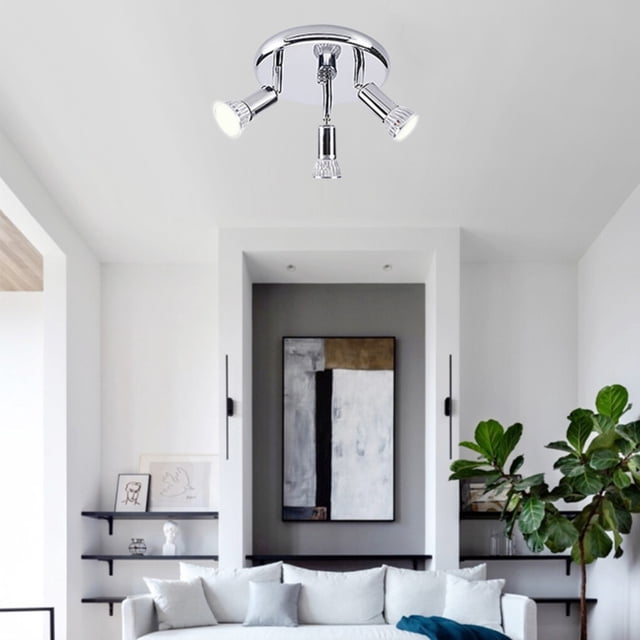 3 Way Round Plate Ceiling Spotlight Cabinet Rotatable LED Light Bulbs Home Lighting Warm White Light
