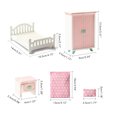 thumbnail image 2 of Juego de dormitorio de madera rosa para niñas Juego de simulación Juego de muebles de casa de muñecas Modelo de exhibición en miniatura, 2 of 9