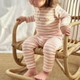 thumbnail image 5 of BACKER Baby Sleepers for Girls Boys Soft Cotton 2-Pieces Pajamas for Newborn & Infant Long Sleeve Romper Pants Baby Girl Sleepwear(Pink Stripe,12-18 Months), 5 of 7