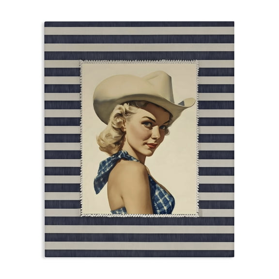 Stupell Industries Retro Cowgirl Stripes Canvas Wall Art, design by Arlington Prints