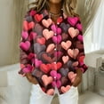 thumbnail image 2 of Dwralegc Valentine Shirts Women Collared Lapel Collar Blouses Loose Plus Heart Graphic Tops Casual Plus Size Valentine Shirts Brown 2XL, 2 of 5