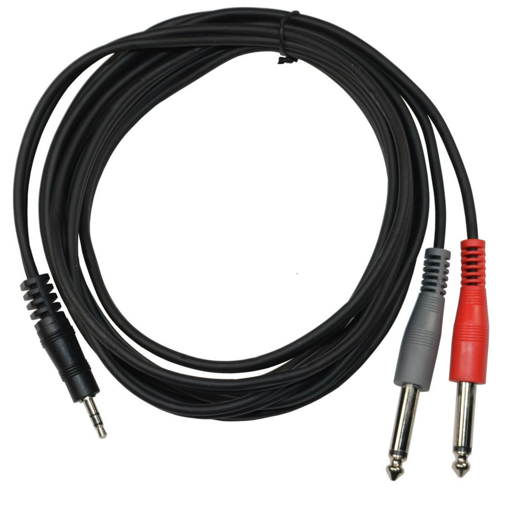 HQRP 3.5mm 1/8 TRS to Dual 6.5mm 1/4 TS Y Cable for computer, laptop speaker jacks, sound cards