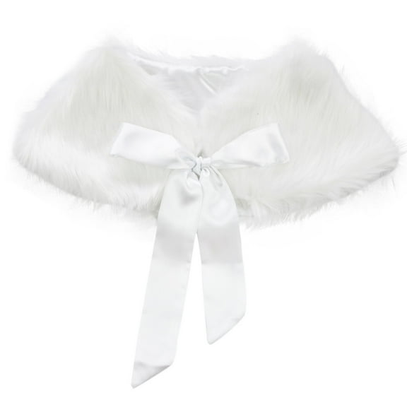 Kaerm Kids Flower Girls Wedding Faux Fur Bolero Shrug Pageant Birthday Party Formal Event Short Cape White One_Size