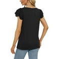 thumbnail image 4 of SHIBEVER Women Blouse Dressy Casual Square Neck Ruffle Sleeve Tops Summer Tshirts for Women Loose Fashion Lace Tee Solid Color Black Size S, 4 of 5