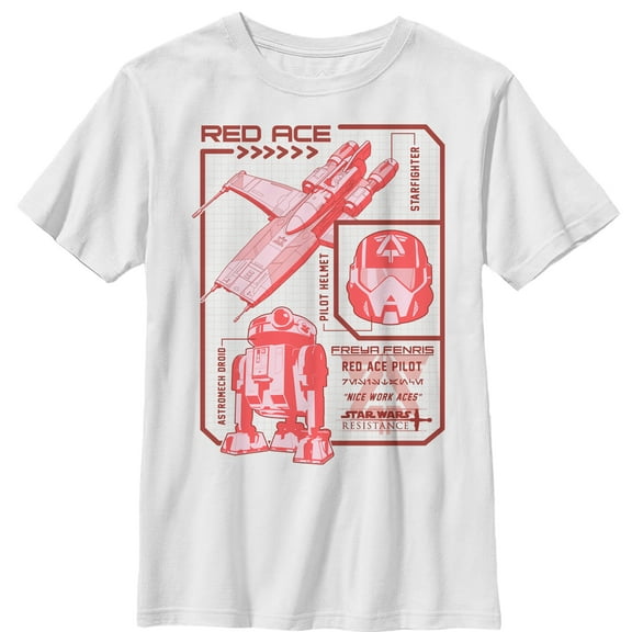 Boy's Star Wars Resistance Ace Schematic Detail Graphic Tee White Medium