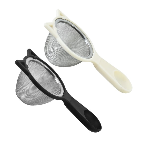 ibasenice 2-Pack Stainless Steel Strainer Spoons with PP Handles, Assorted Colors for Kitchen Flour, Oil, and Liquid Filtering