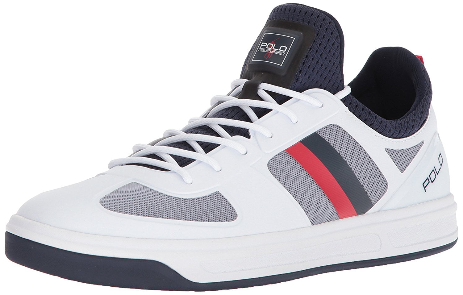 Polo Ralph Lauren Mens Court 200 Sneaker, Pure White/French Navy/Red ...