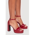 thumbnail image 2 of Women's Faux Leather Open Toe Ankle Strap High Heels, 2 of 3