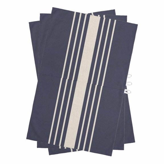 Beige Striped Kitchen Towels Set of 3, Water Absorbent Dish Towel, Midnight Blue Geometric Simple Retro Decorative Hand Towels - Quick Drying Cloth for Cooking Baking, 18x28 Inch