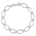 thumbnail image 6 of Auriga Fine Jewelry 925 Sterling Silver Textured Fancy Oval Link Bracelet 7.5 inch for Women, 6 of 6