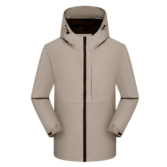 PMVFHDE Rain Ponchos for Adults Women Ski Jacket Warm Coat Windbreaker Hooded Raincoat Jacket Grey,M