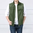 thumbnail image 2 of CHUOU Men's Jacket Vest Overalls Vest M Ulti Pocket Outdoor Casual Solid Color Simple Slim Stand C Ollar Comfortable, 2 of 5