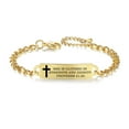 thumbnail image 1 of Christian Gift for Women Bible Verse Bracelet Inspirational Jewelry Scripture Engraved Religious Gold stainless steel id bracelets (31:25-G), 1 of 4