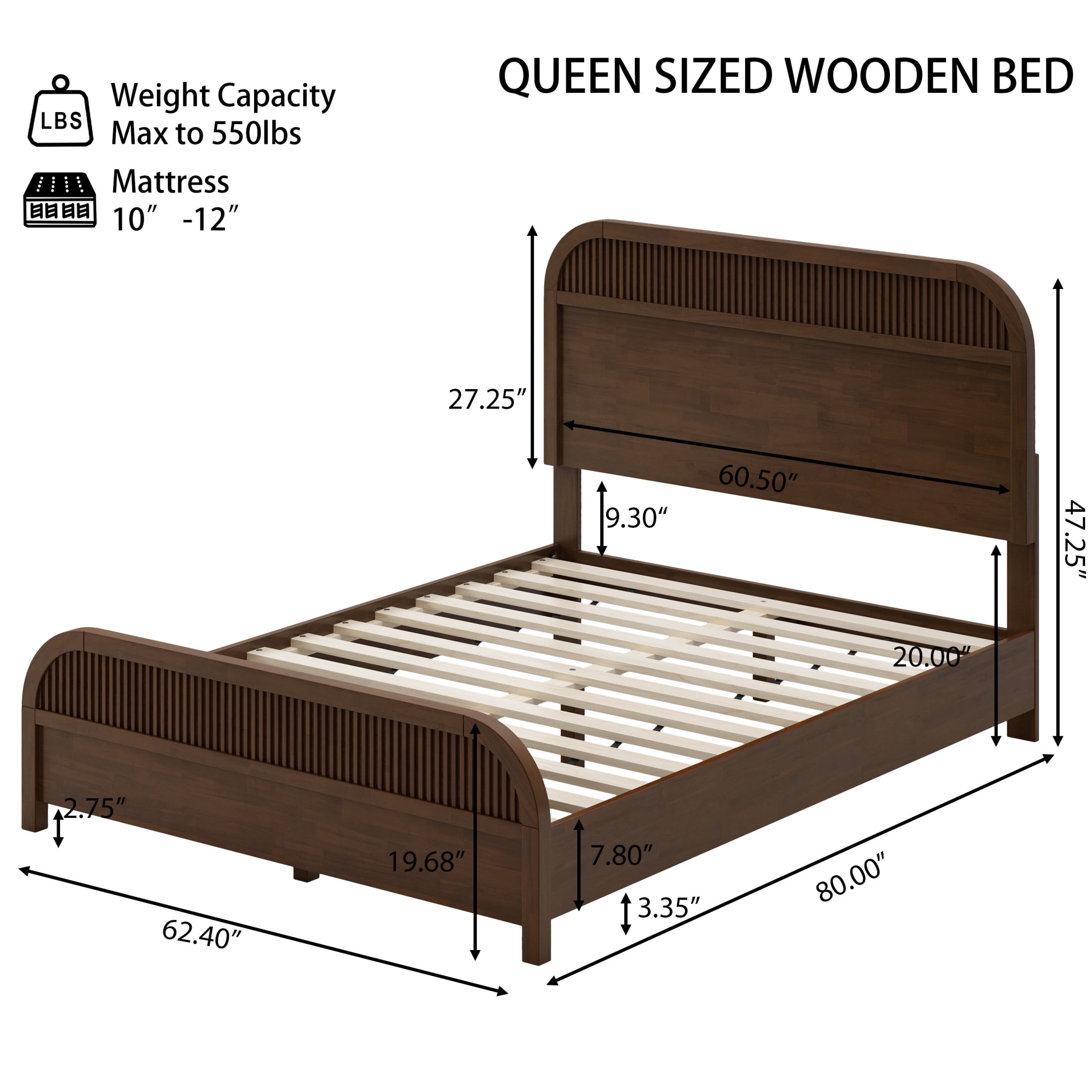 Christopher Knight Home Modern Queen Size Wooden Platform Bed Frame with Headboard, Wenge Finish
