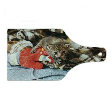

Cats Cutting Board Kittens and Mittens s Animals in an Plain Blanket Wood Play Toys Decorative Tempered Glass Cutting and Serving Board Wine Bottle Shape Multicolor by Ambesonne