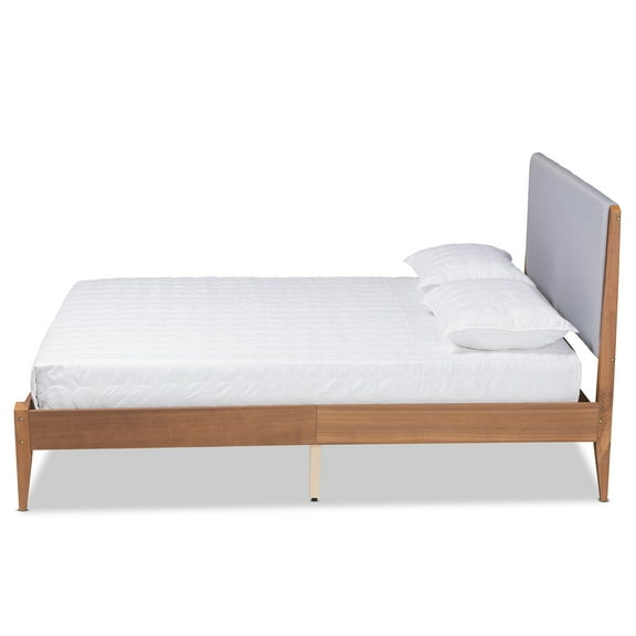Baxton Studio Lenora Gray and Walnut Brown Finished Wood King Size Platform Bed