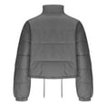 thumbnail image 6 of Womens Cropped Coat Full Zip Stand Collar Jacket Drawstring Hem Padded Down Jackets Stylish Casual Quilted Coats Fall Winter Lightweight Fashion Outerwear with Pockets, 6 of 6