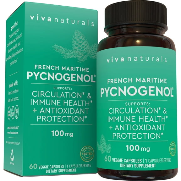 Viva Naturals French-Maritime Pycnogenol 100 mg 60 Count Veggie Capsules