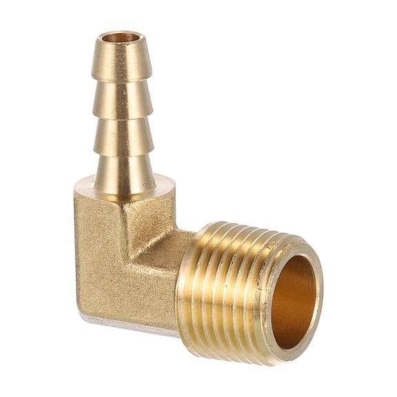 Uxcell Brass Hose Barbed Elbow Fitting 5 pack 1/4" Barb x 3/8" NPT Male 90 Degree