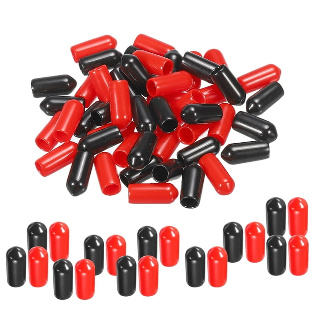 Unique Bargains 50pcs Rubber End Caps Cover Assortment 5.5mm Screw Thread Protector for Screw Bolt Black Red