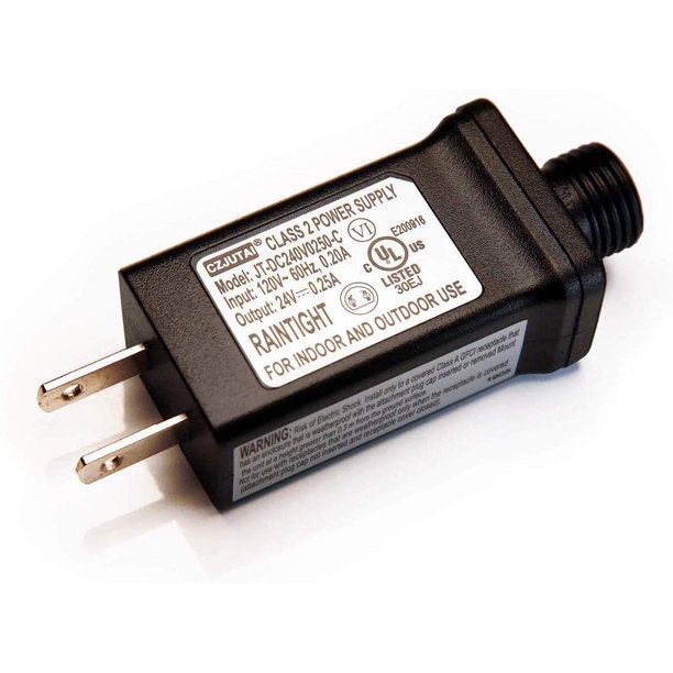 Adaptador TYBEEU de 24 V para árboles de Navidad y tiras de luces LED - Fuente de alimentación clase 2 (JT-DC240V0250-C) Estándar estadounidense con certificación UL Exclusivamente para dispositivos d