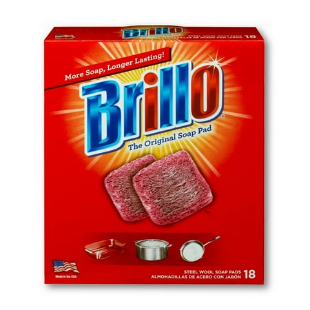 Brillo Steel Wool Soap Pads, Long Lasting, Original Scent Cleaning, 18 Count (Original, 18 Count (Pack of 1))