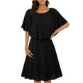 thumbnail image 2 of Rutainlusire Dresses for Women Under $10, Women's Summer Solid Color Sleeveless Capelet Sleeve Flowy Knee Length Dresses, 2 of 8