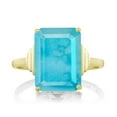 thumbnail image 3 of Gem Stone King 18K Yellow Gold Plated Silver Green Turquoise Ring for Women (5.00 Cttw, Emerald Cut 14X10MM, Gemstone Birthstone, Available in Size 5, 6, 7, 8, 9), 3 of 5