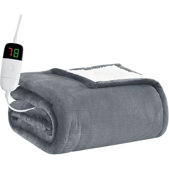 Heated Electric Throw Blanket - 50" x 60" Heating Blanket with 10 Heating Levels & 8 Hours Auto Off, Warm Flannel Blanket, Christmas Birthday Gifts for Women