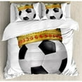 thumbnail image 3 of King Duvet Cover Set Twin Size, Football Soccer Sports Championship Inspired Ball Crown with Ornaments Image Print, Decorative 2 Piece Bedding Set with 1 Pillow Sham, Multicolor, by Ambesonne, 3 of 3