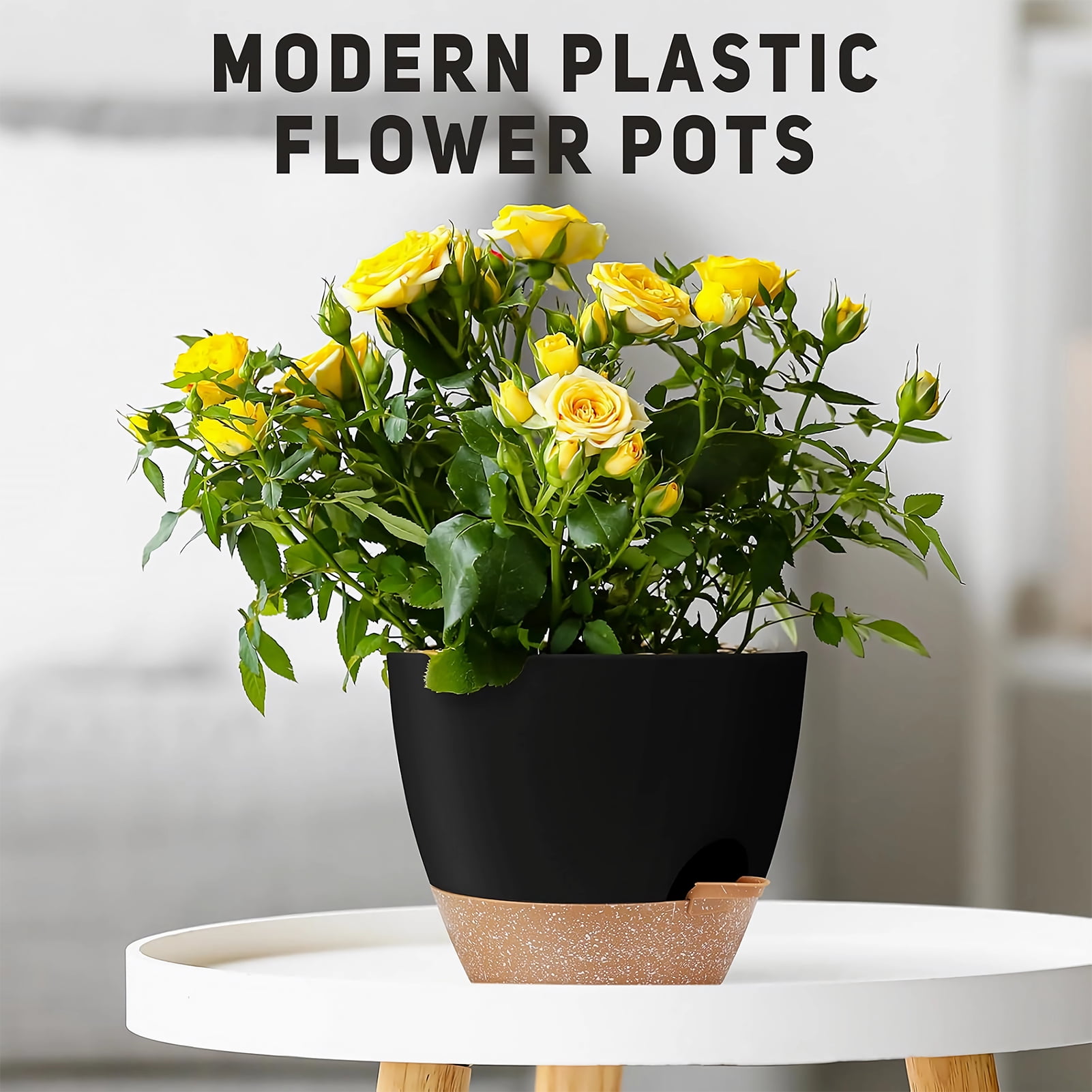 West Bay 12" 10" 9" Large Self Watering Plant Pots, 3 Pack Flower Pots Planters with Multi Mesh Drainage Holes for Indoor Outdoor Garden Plants and Flowers (Black)