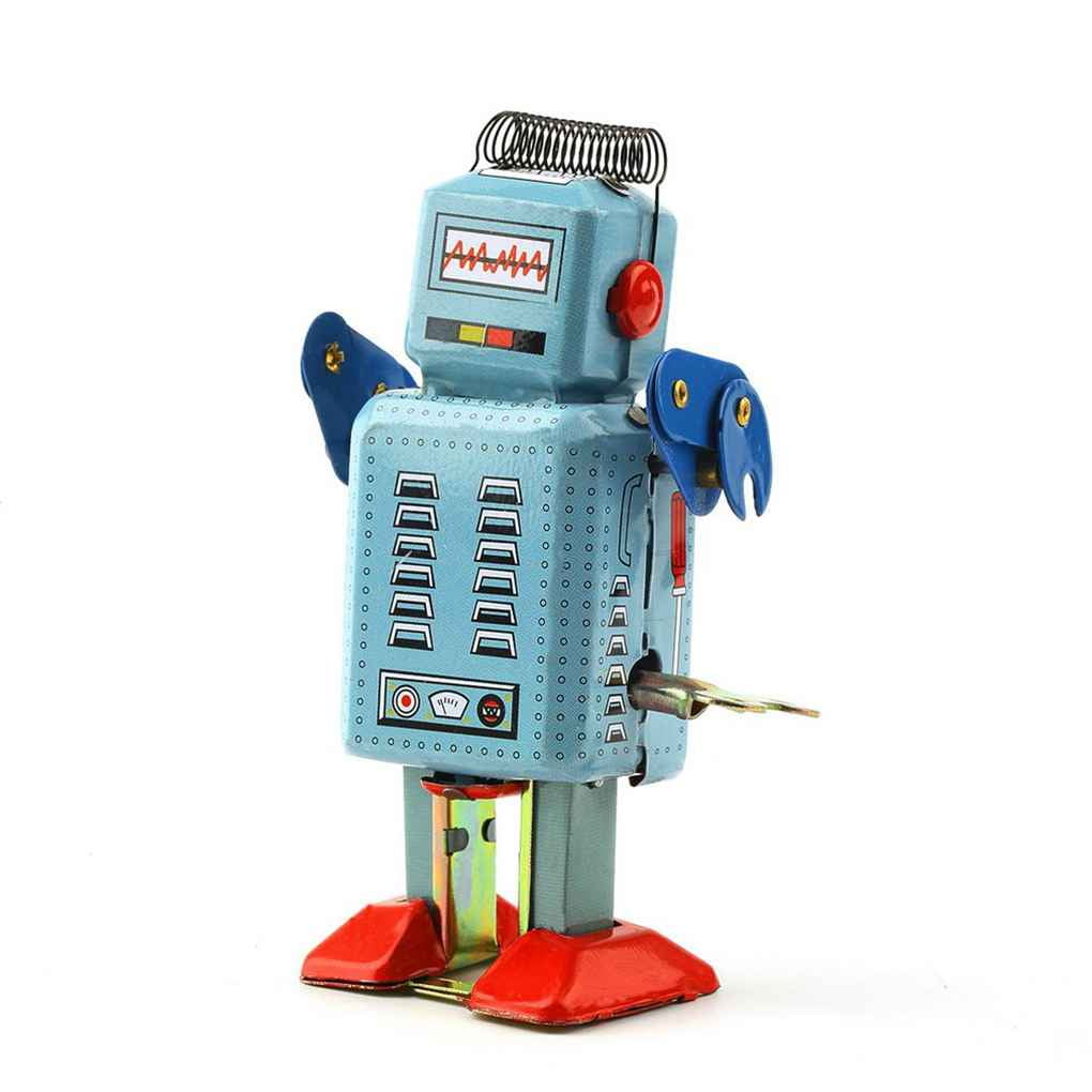 Vintage Wind Up Metal Walking Planet Robot Clockwork Mechanical Tinplate Toy 