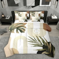 Homewish Rustic Boho Bohemain 7-Piece Twin Bedding Sets,Modern Aesthetic Artistic Bedding Comforter Set,Gold White Brown Sheet Sets For Teens,Ultra Soft Home Decor Reversible