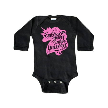 

Inktastic Embrace Your Inner Unicorn with Silhouette in Pink Grunge Gift Baby Boy or Baby Girl Long Sleeve Bodysuit
