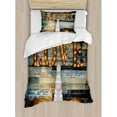thumbnail image 3 of Wedding Duvet Cover Set Queen Size, Celebration Wedding Cake wtih the Word Love as Sinage on Wooden Background Print, Decorative 3 Piece Bedding Set with 2 Pillow Shams, Multicolor, by Ambesonne, 3 of 3