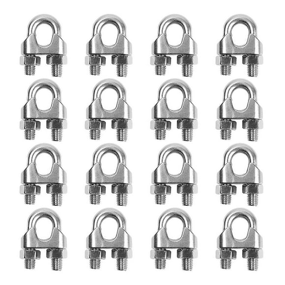 16pcs Cable Clamps Wire Rope Clamp 3mm, U Bolt Cable Clip Cable Ties, Stainless Steel, Cable Clamp Saddle, Cable Clamps