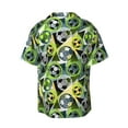thumbnail image 6 of Lsque Football Doodle print Men's Cuban Collar Short Sleeve Shirt Summer Beachwear Casual Button Down Fashionable Vacation Leisure Shirt-Large, 6 of 7