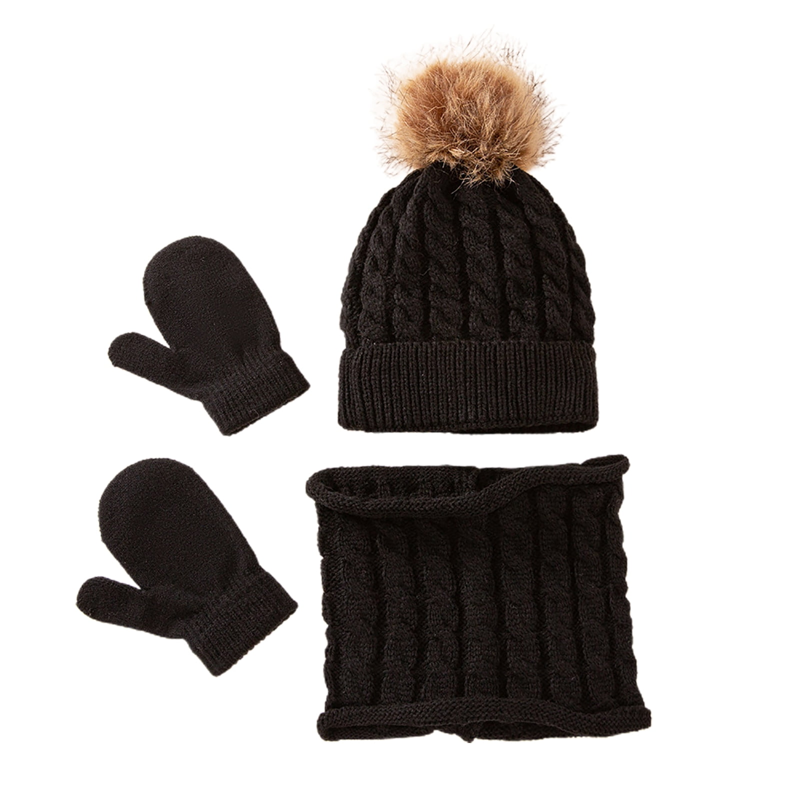 Sunjoy Tech 4PCS Kids Winter Hat Scarf Gloves for Toddlers Hat Gloves