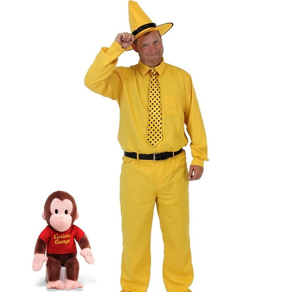 Costume Agent Curious George Man in the Yellow Hat Deluxe Costume for Men, Size Medium