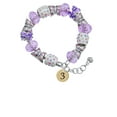 thumbnail image 2 of Delight Jewelry Goldtone Disc 1/2'' Number - 3 - Purple Butterfly Bead Charm Bracelet, 7"+1" Extender, 2 of 5