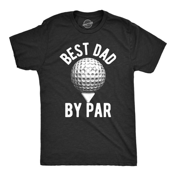 Mens Best Dad By Par T shirt Funny Fathers Day Golf Tee Golfing Gift for Golfer (Heather Black - Dad By Par) - XXL