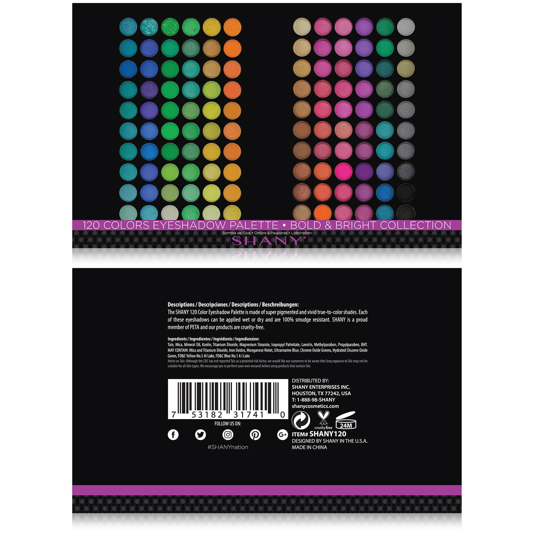 SHANY Highly Pigmented Eye Makeup Palette, 120 Matte Shimmer Metallic Eyeshadow Pallet with Long Lasting and Blendable Natural Colors - Classic Neon