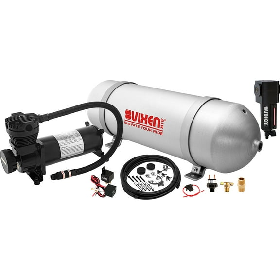 Vixen Air Suspension Kit for Truck/Car Bag/Air Ride/Spring. On Board System- 200psi Compressor, 3 Gallon Aluminum Tank. For Boat Lift,Towing,Lowering,Load Leveling Bags,Train Horn,Semi/RV VXO4830BF