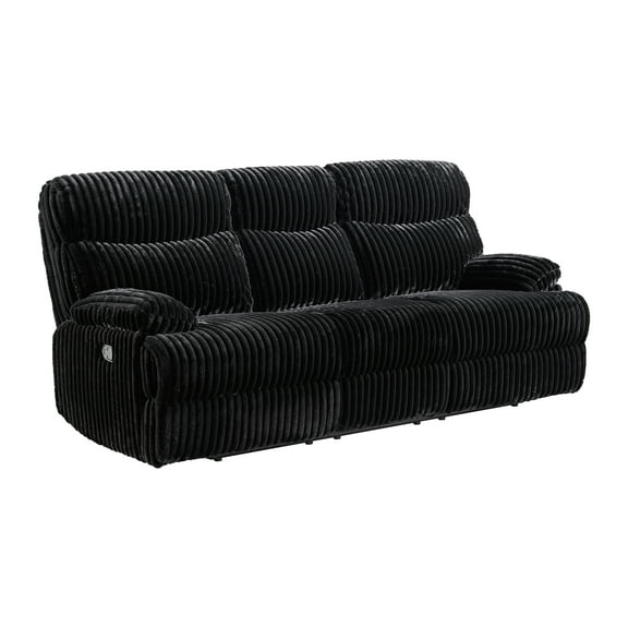Merrick 3PC Living Room Set in Masis Black Sofa Loveseat and Recliner