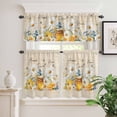 thumbnail image 2 of 3 Piece Kitchen Curtains and Valances Set White Daisy Cafe Curtains 24 Inch Length Spring Floral Bees Elegant Pastoral Botanical Valance & Tier Curtain for Living Room Bedroom 54"x18"+27"x24"*2, 2 of 6