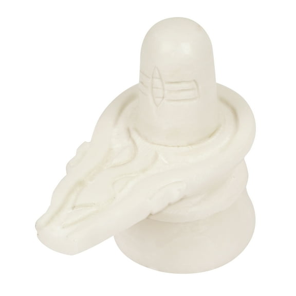 IBA Indianbeautifulart Stone Shivling Statue God Shiva Linga Idol White Color Statue for Meditation Puja Room Religious god Idols Shiva Lingam- Small 3.5" x 3"Inches