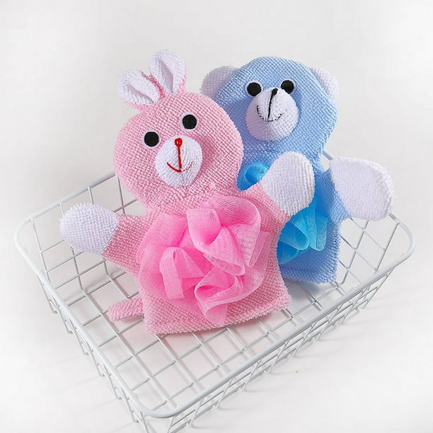 Esponja de lufa para baño y ducha para niños, marioneta de baño de tela de rizo suave, no tóxica y agradable para la piel, paño de lavado, manopla de baño, manopla de baño, manopla de baño de rizo, j