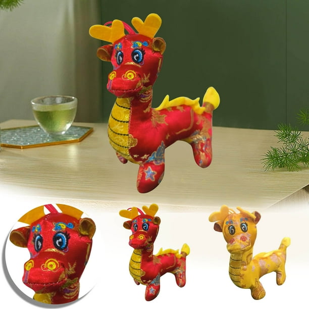Almohada de peluche de peluche de dragón 2024 • Relleno de algodón suave • 20 cm • Decoración de fiesta de festival • Cuernos y cola adorables • Regalo navideño