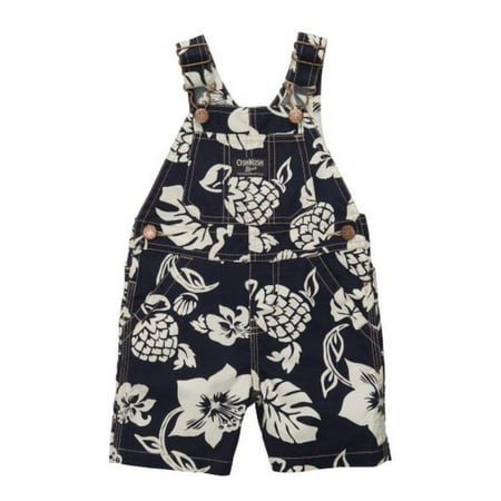 - Osh Kosh Bgosh Infant Boys Navy Blue Hawaiian Shortall Overall Shorts